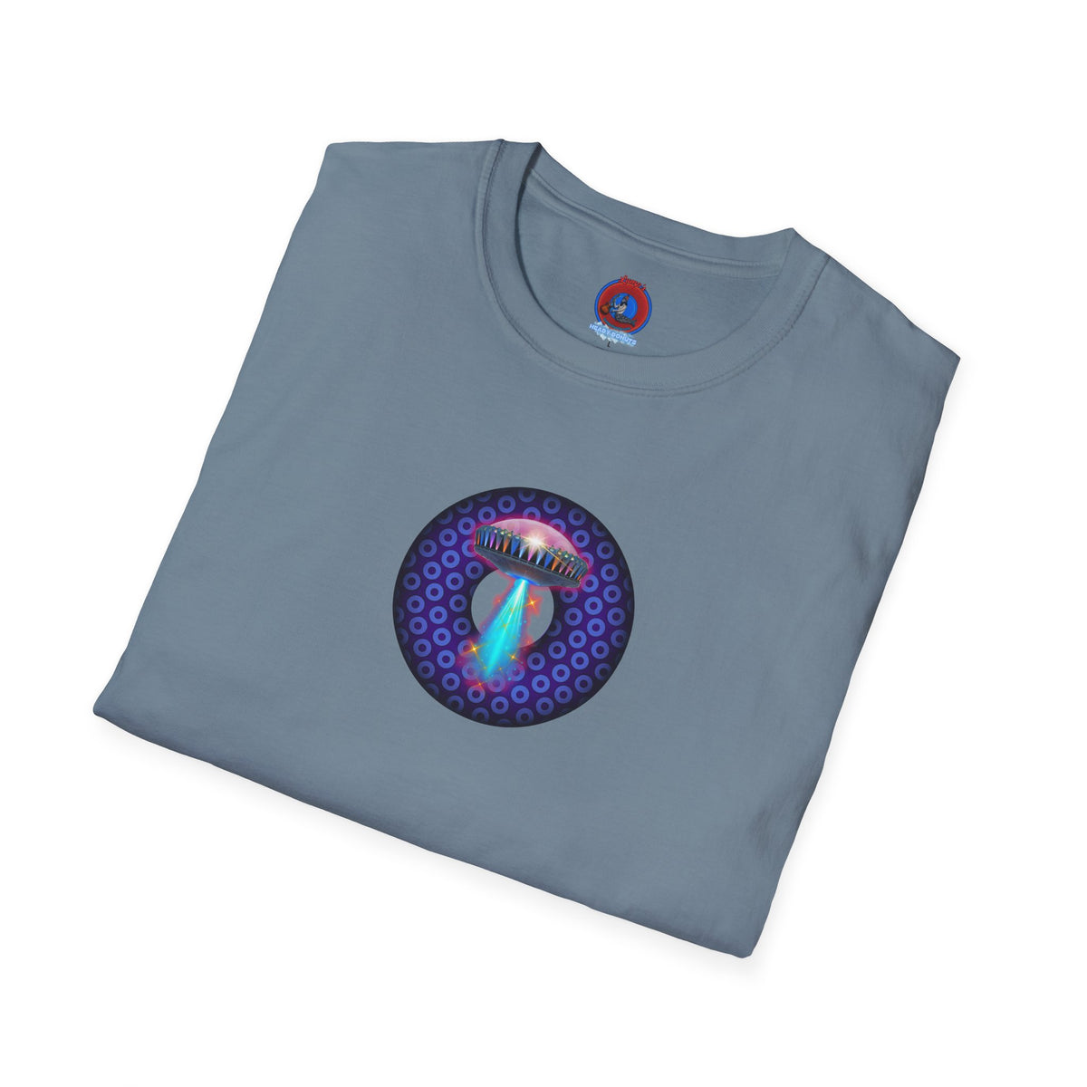 Classic Donut Tee - Unisex Soft-Style - "Donuts now Served on the Mothership" - series 1.0  - variant 5  - purple/violet paradoxical donut