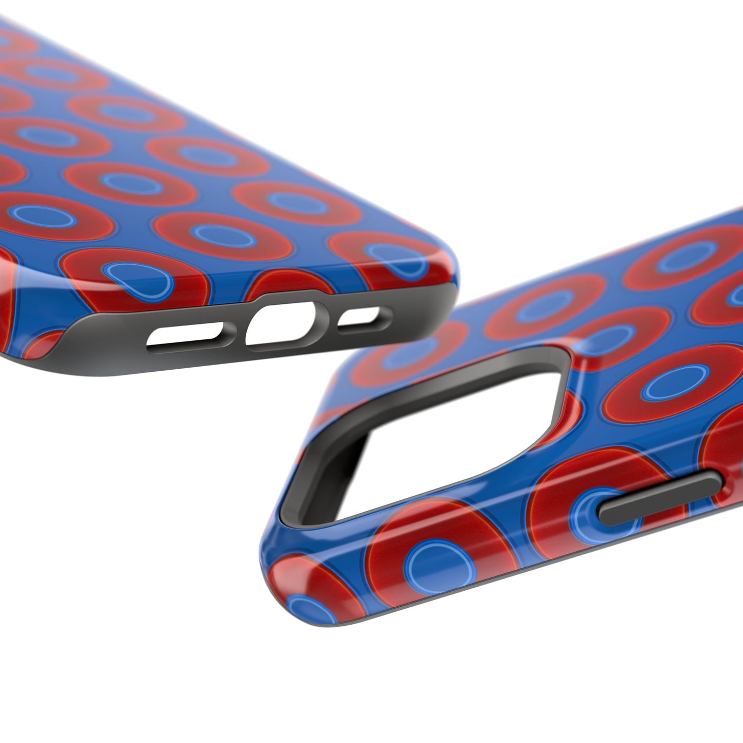 Magnetic Tough Donut Case - red vivid donut print w/dark royal blue background