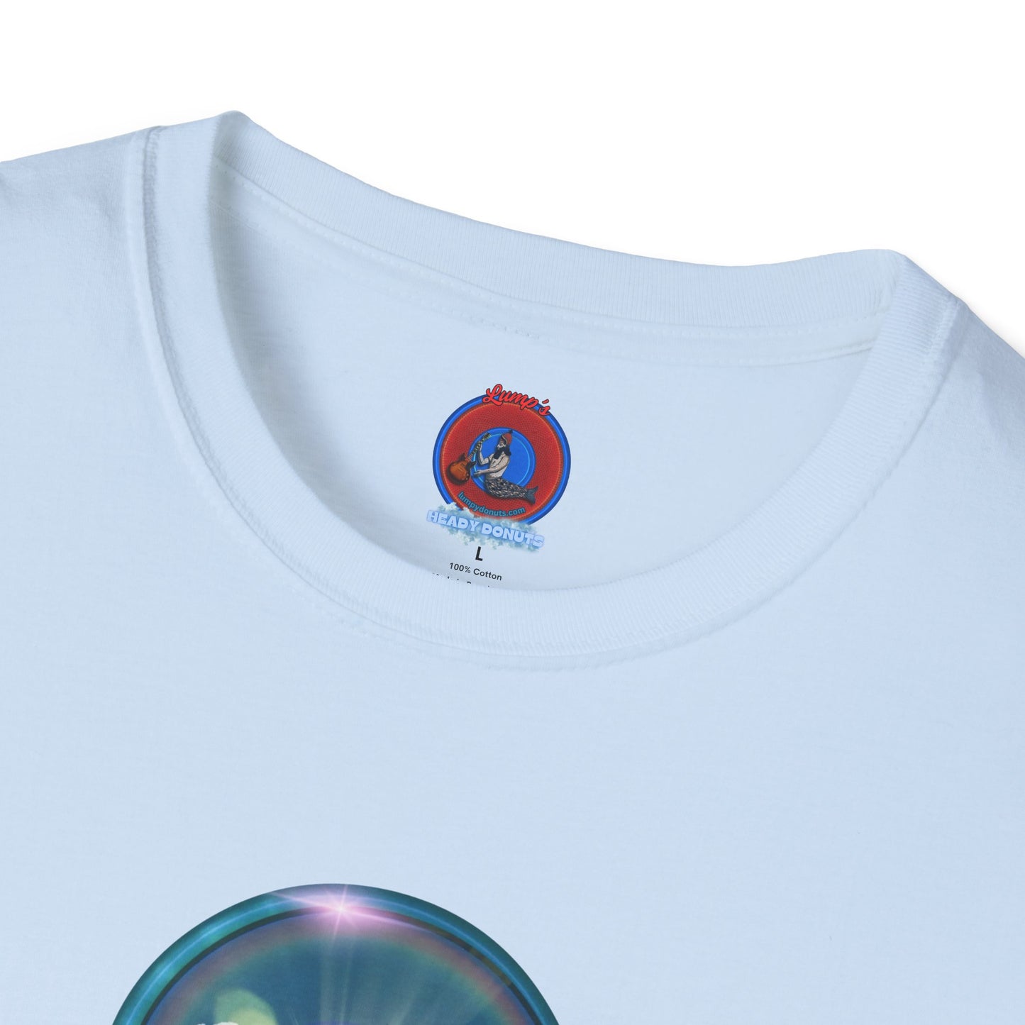 Classic Donut Tee - Unisex Soft-Style - "The Original Divided Donut' - light blue sky donut