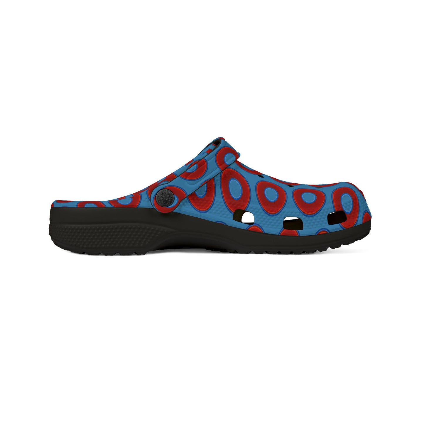 Spatchcocks - donut slip-on shoes - vivid red donuts w/light steel blue background [unisex]