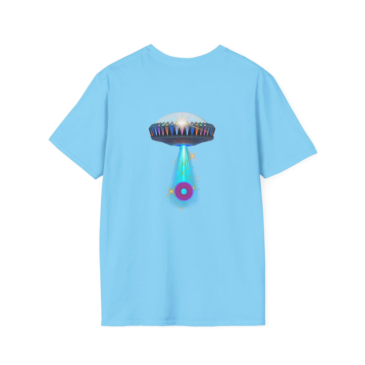 Classic Donut Tee - Unisex Soft-Style - "Donuts now Served on the Mothership" - series 1.0  - variant 6  - tractor-beamed donut