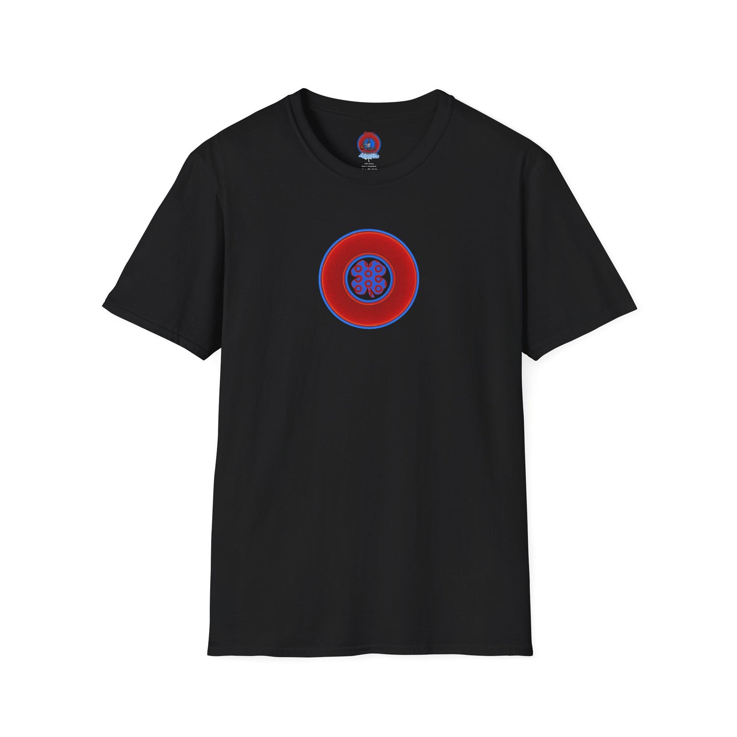 Classic Donut Tee - Unisex Soft-Style - "Patron Saint of Donuts" - St. Patrick's Day Donut -vivid red/blue donut - holiday edition - variant 3