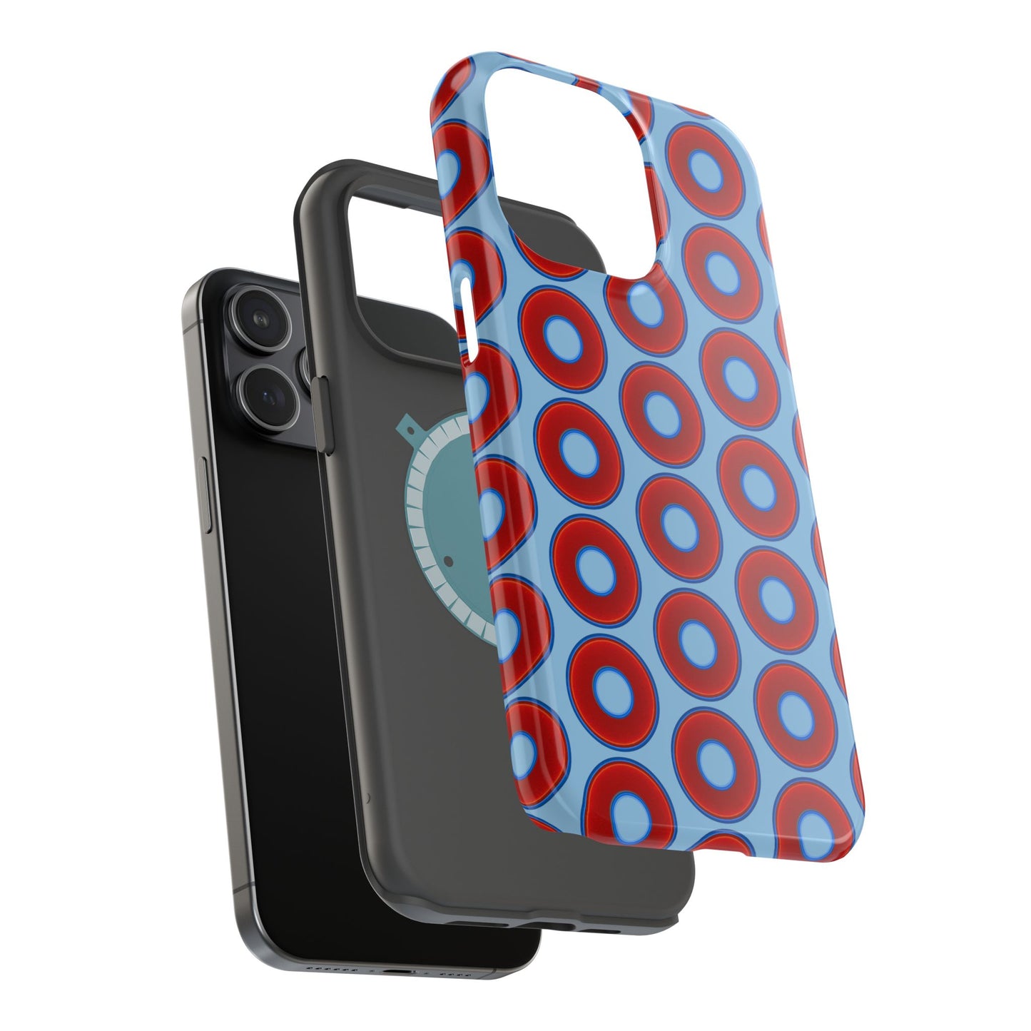 Magnetic Tough Donut Case - red vivid donut print w/sky blue background