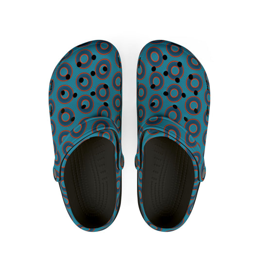 Spatchcocks - donut slip-on shoes - blue rustic donuts w/turquoise background [unisex]