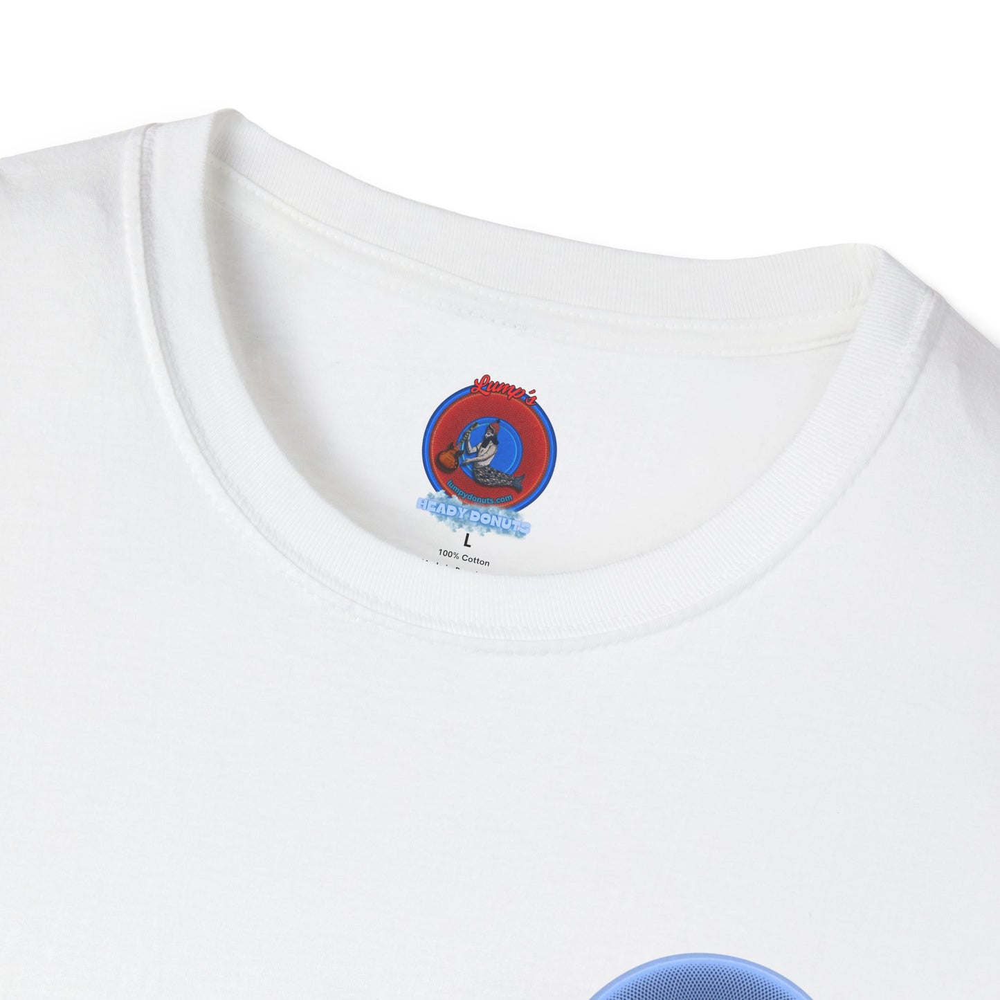 Classic Donut Tee - Unisex Soft-Style - "Swimming By" - variant 2 - blue phatty donut - series 1.0