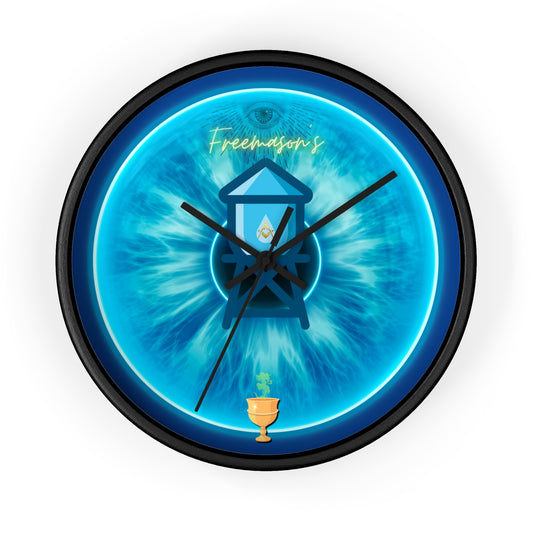 Lumpy Wall Clock - "The Peering Donut Clock of Opacity" - variant 2 - light blue idonut w/black background