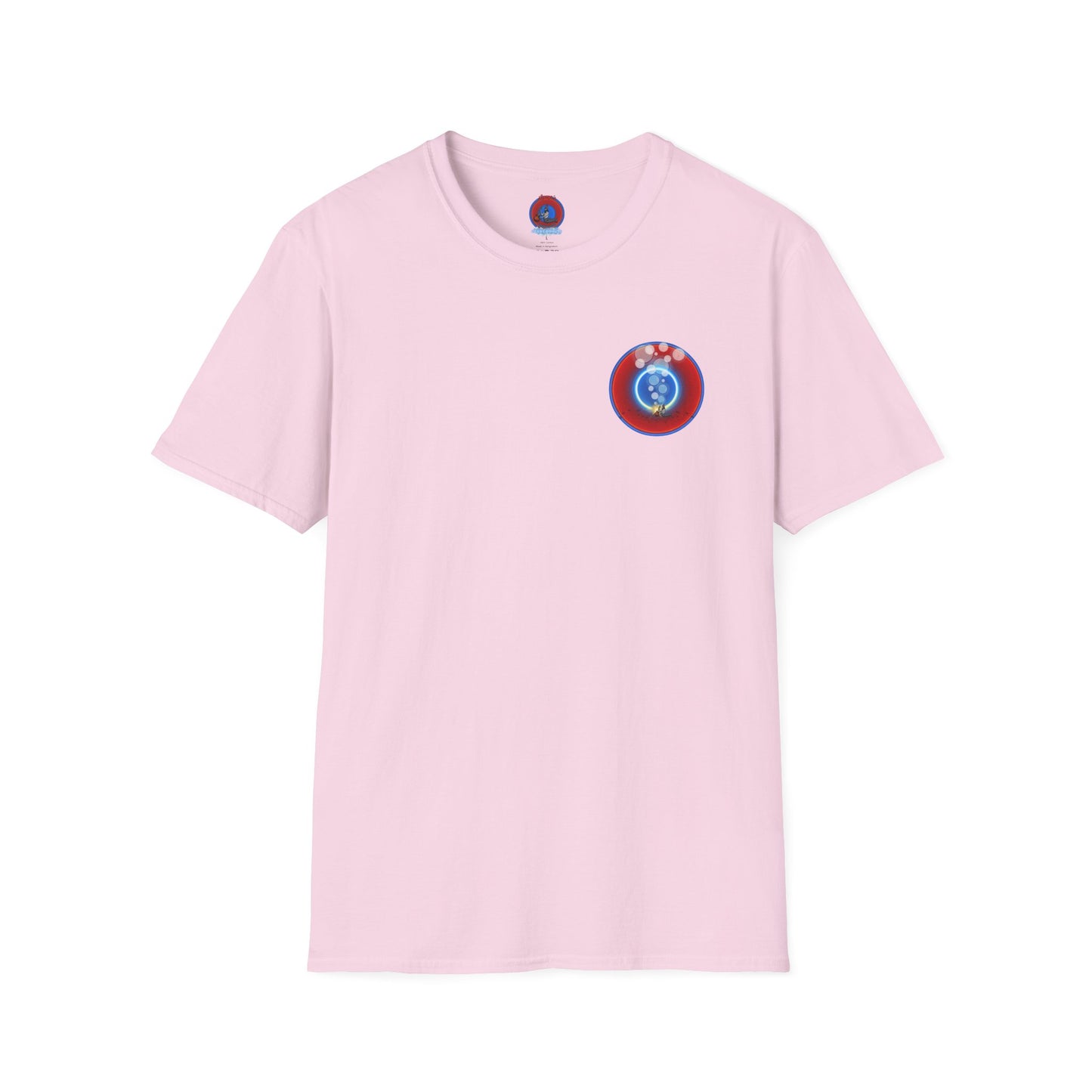 Classic Donut Tee - Unisex Soft-Style - "Bubbler's Donut Tee" - vivid red/blue donut