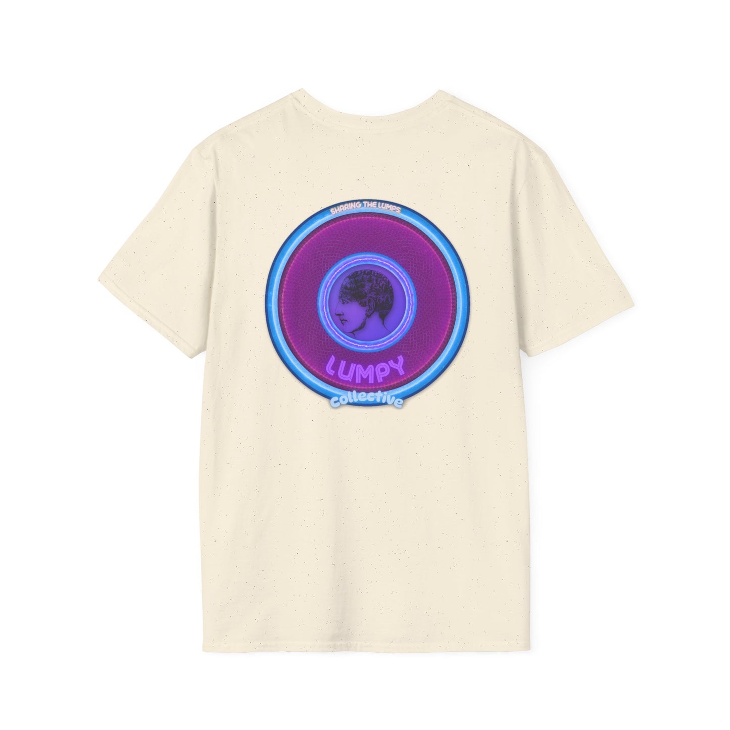 Classic Donut Tee - Unisex Soft-Style - "Lumpy Collective Donut" - rustic purple/light blue lumpy donut - variant 2