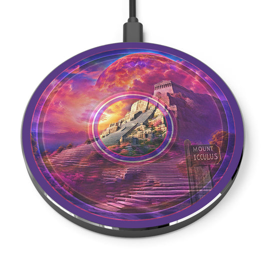 The Flow - Wireless Lumpy Donut Chargers - "Icculus Mountain Fresh Wireless Power" - vivid purple/magenta pic donut w/purple background