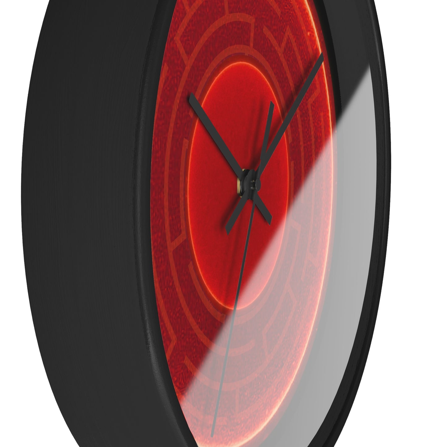 Lumpy Wall Clock - "The Amazing Donut Clock" - variant 2 - red vivid donut w/black background
