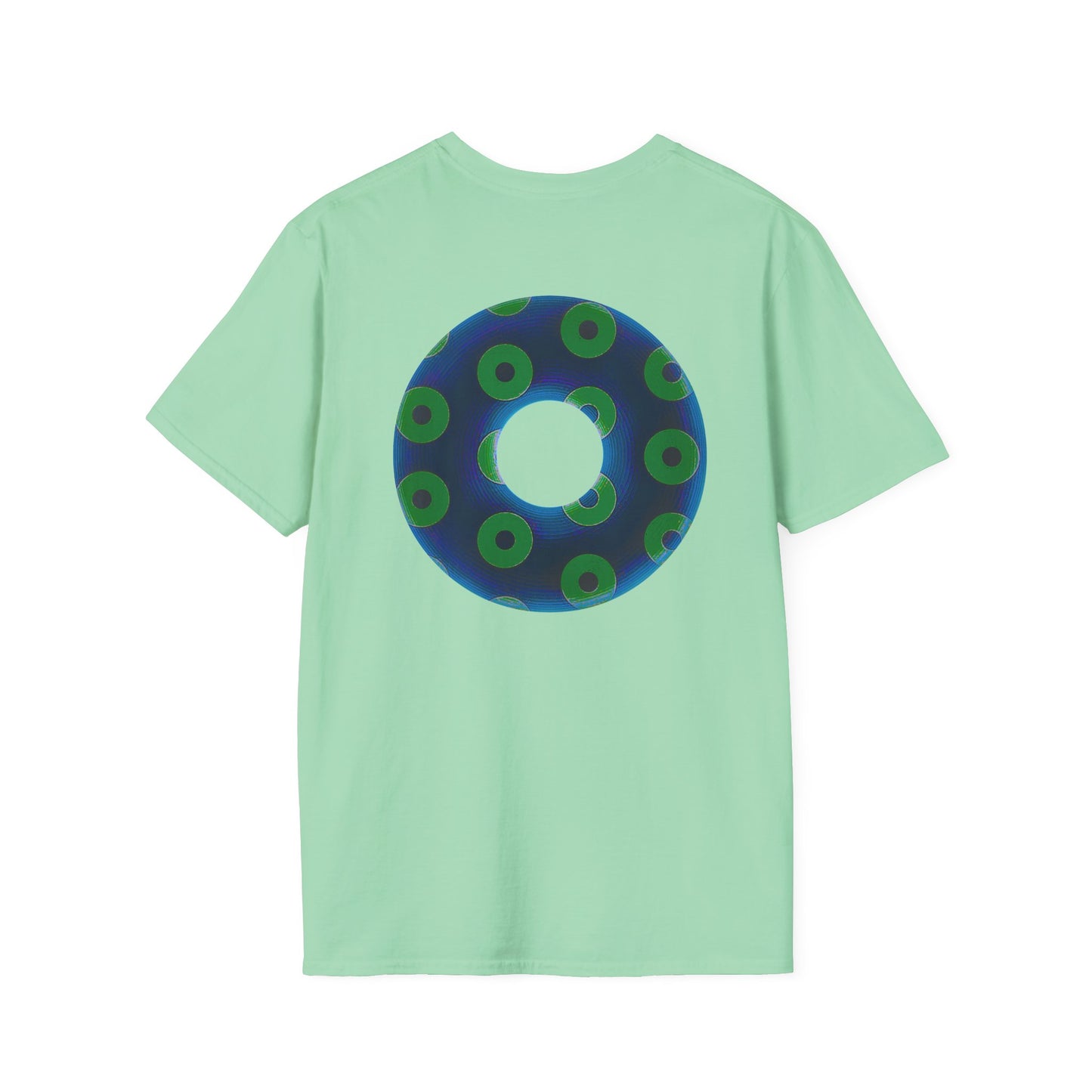 Plain Donuts/Unisex Soft-Style - "Plain Blimpy Paradoxical Donuts" - dark blue/lime green donuts