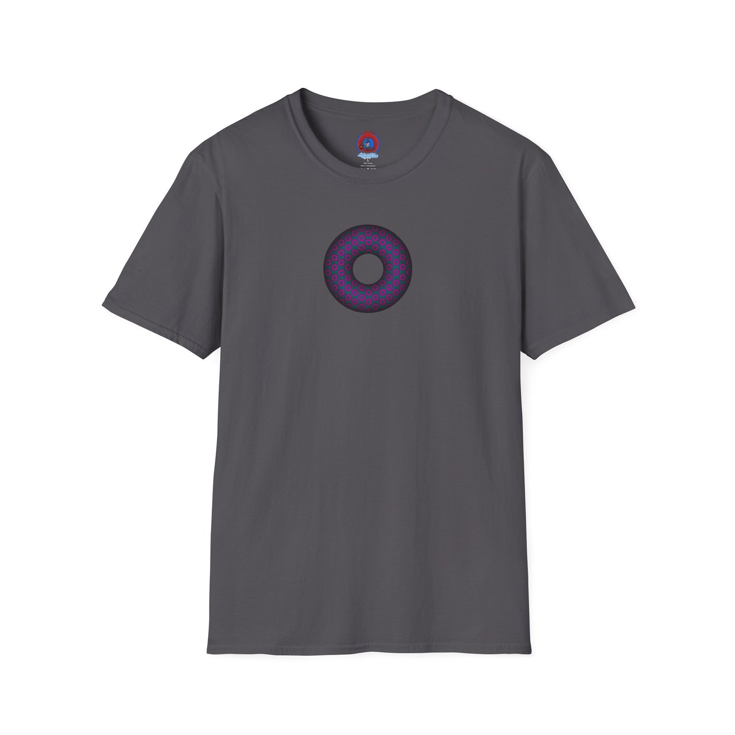 Plain Donuts/Unisex Soft-Style - "Plain Paradoxical Grided Donuts" - dark magenta/faded navy donuts