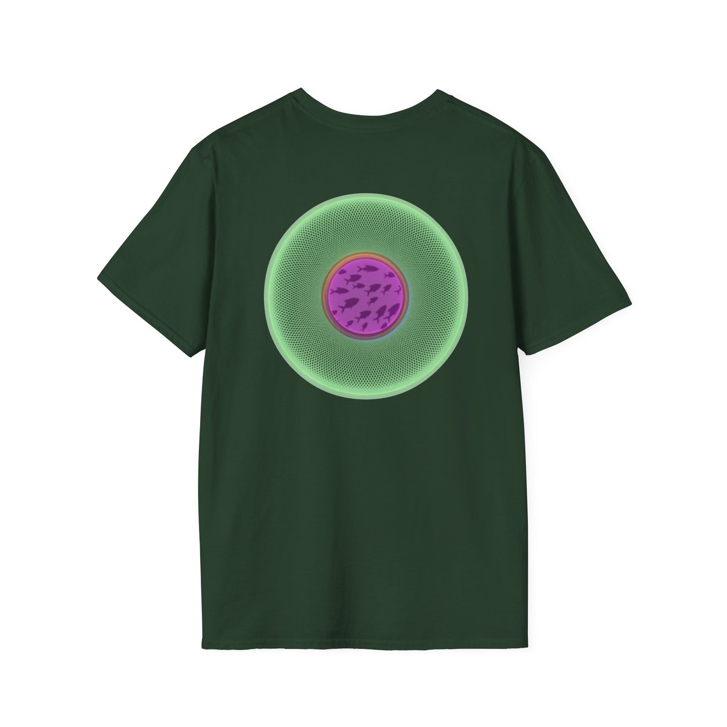 Classic Donut Tee - Unisex Soft-Style - "Swimming By" - variant 1 - series 1.0 - florescent green donut