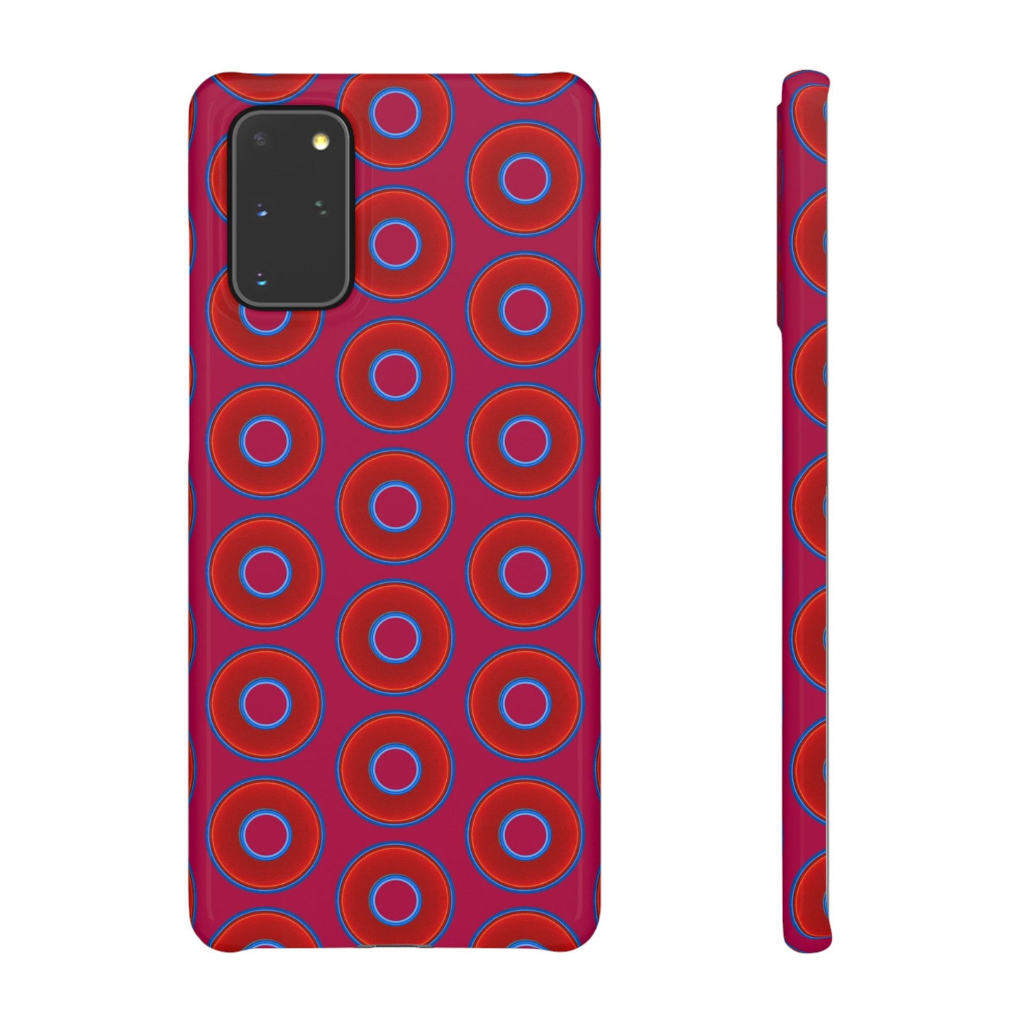 Lumpy Donut Snap Case - red vivid donut print w/dark magenta background