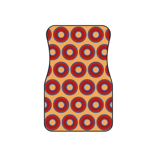 Contacted Car Mats - vivid donut print w/creamsicle orange background