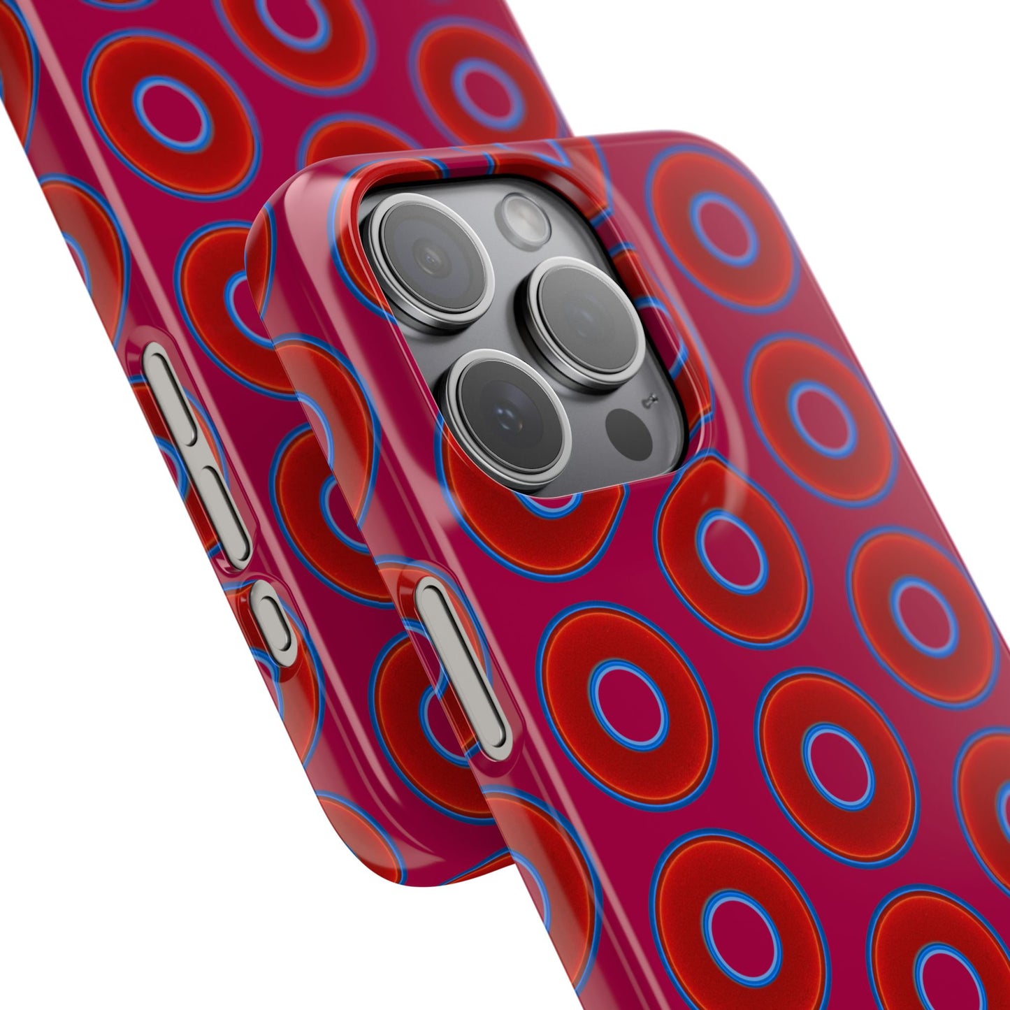 Lumpy Donut Snap Case - red vivid donut print w/dark magenta background