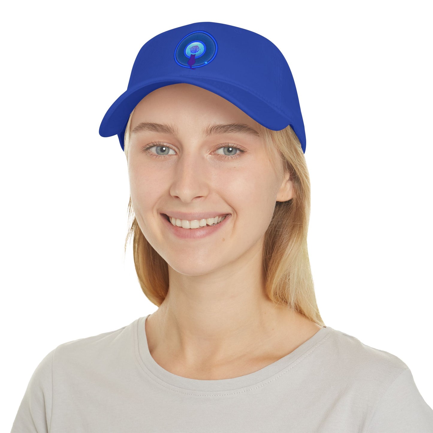 Lumpy Donut Baseball Cap - "My Pet Cat's Donut Cap" - rustic blue/blue feline donut w/ - variant 2