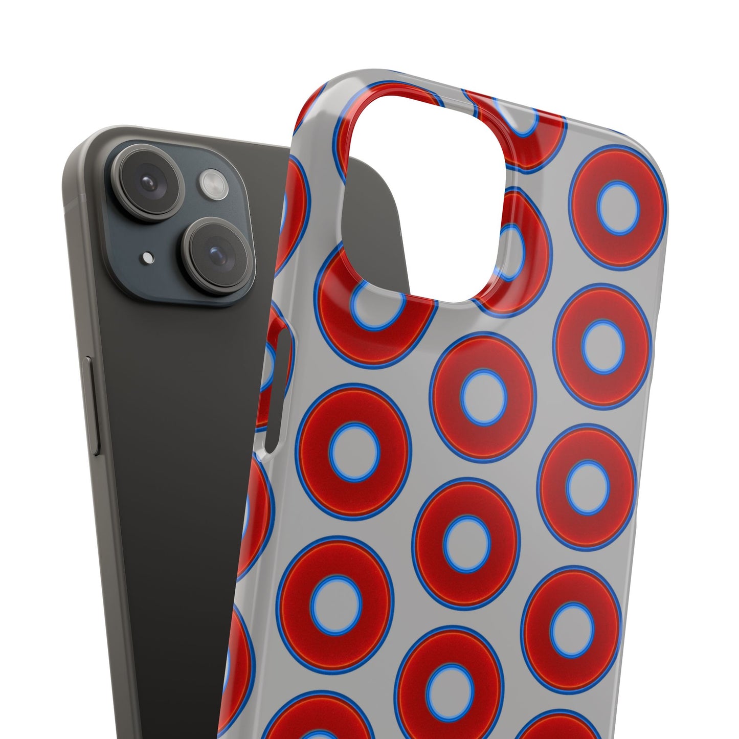 Lumpy Donut Snap Case - red vivid donut print w/light gray background