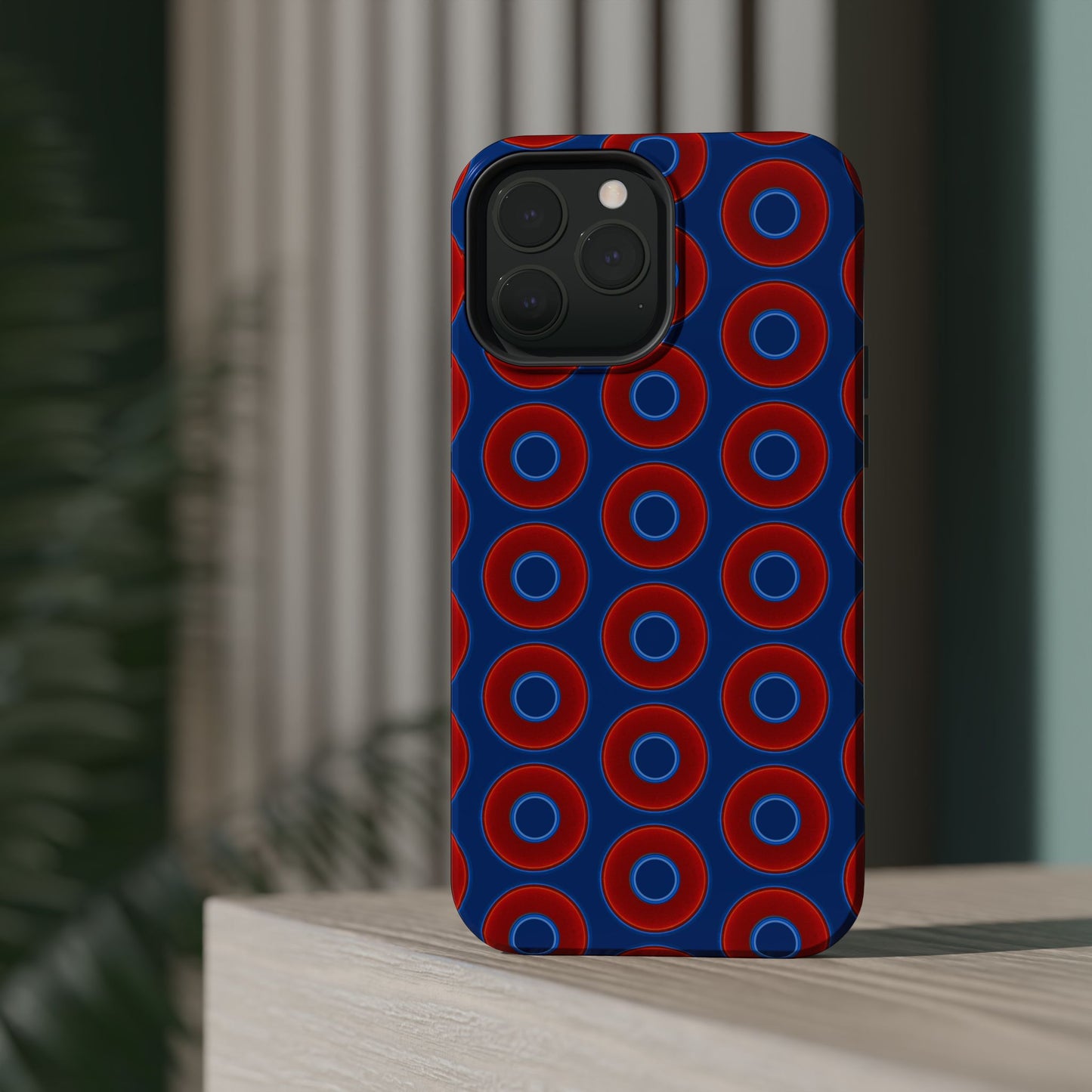 Magnetic Tough Donut Case - red vivid donut print w/dark blue background