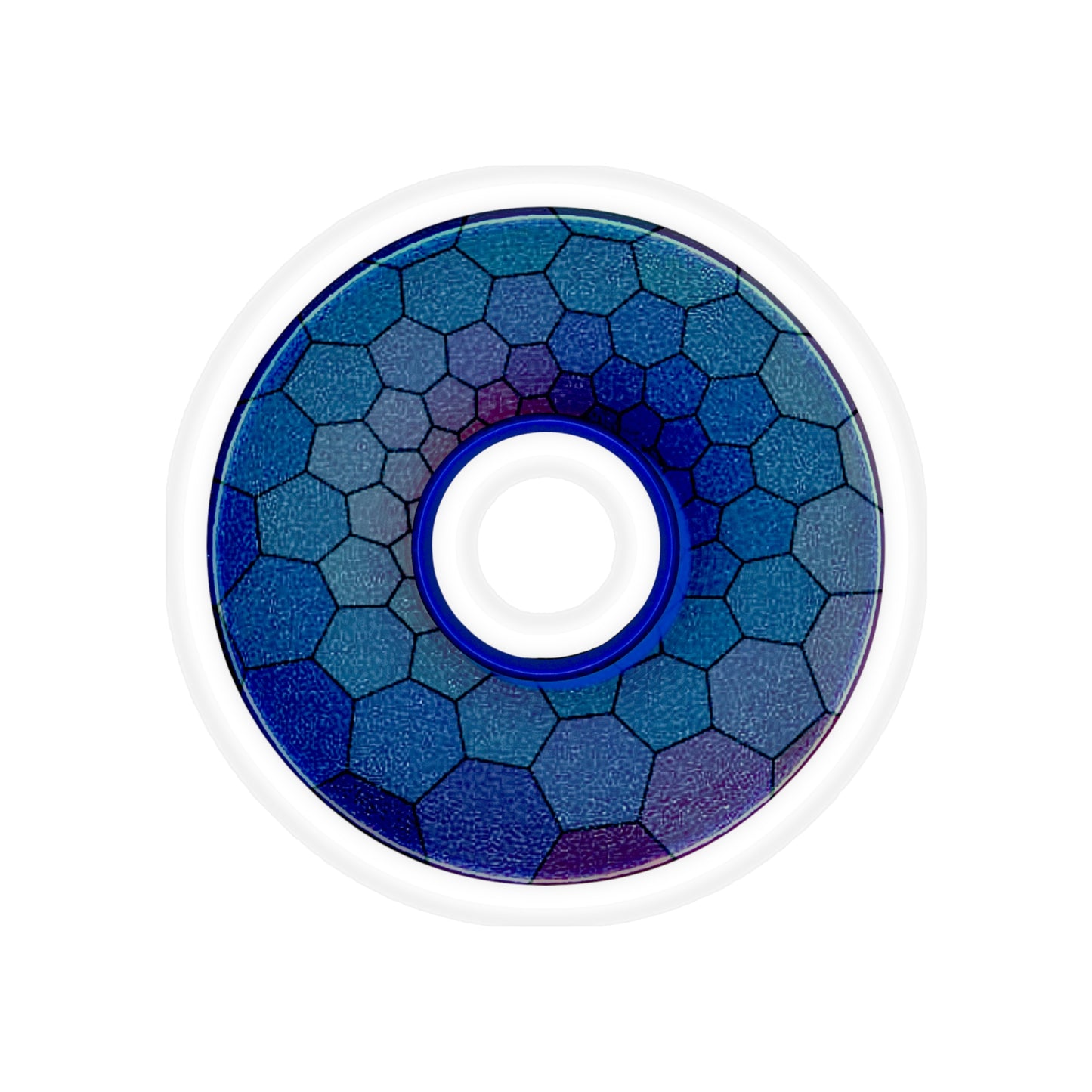 Donut Bumper/Outdoor Sticker - "Introducing the Hexadonut" - series 1.0 - blue hexadonut w/hole - [Die-Cut] 6"x 6"