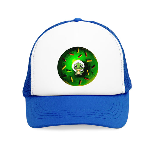 Lumpy Trucker Hat - "The Lizardful Donut" - green donut