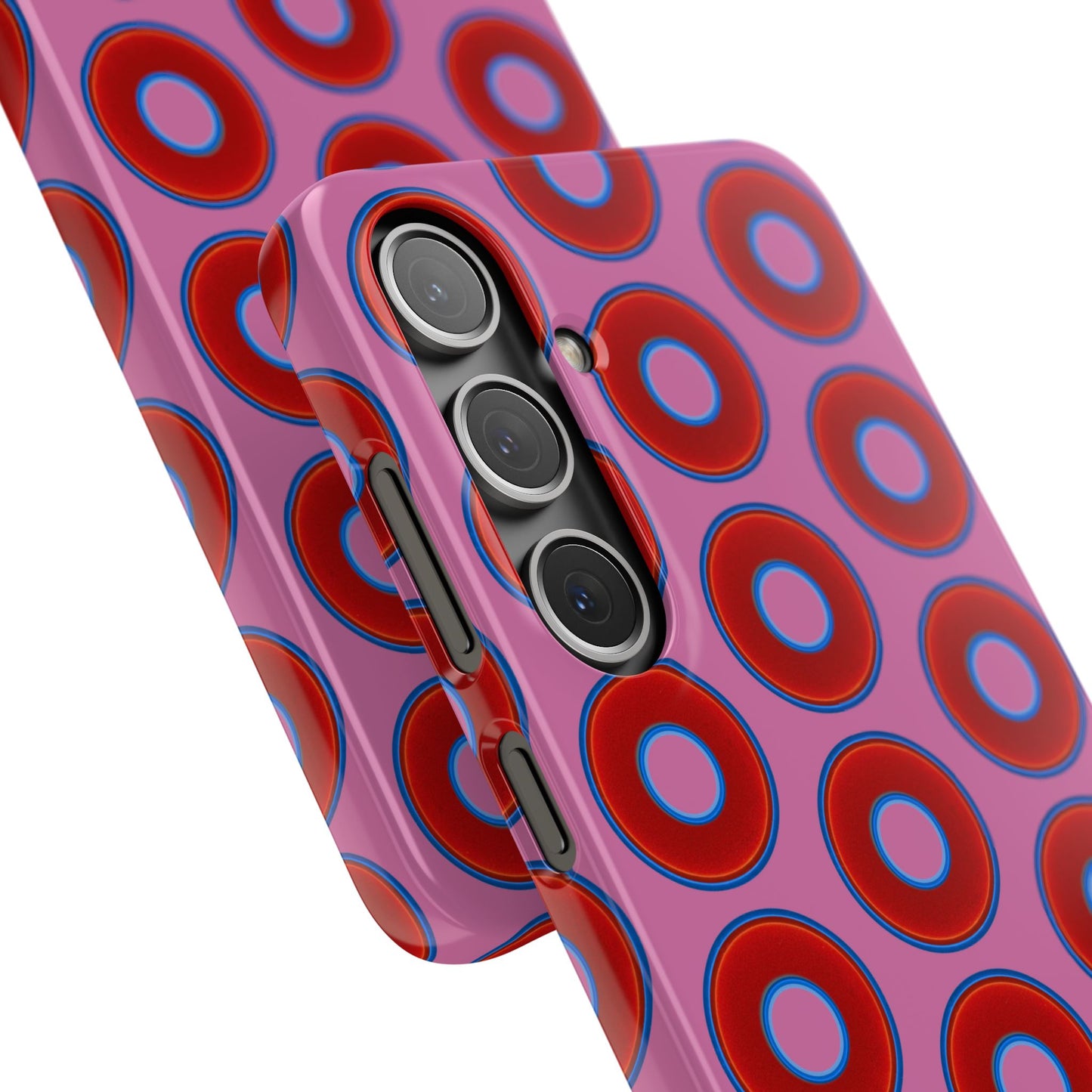 Lumpy Donut Snap Case - red vivid donut print w/light pink background