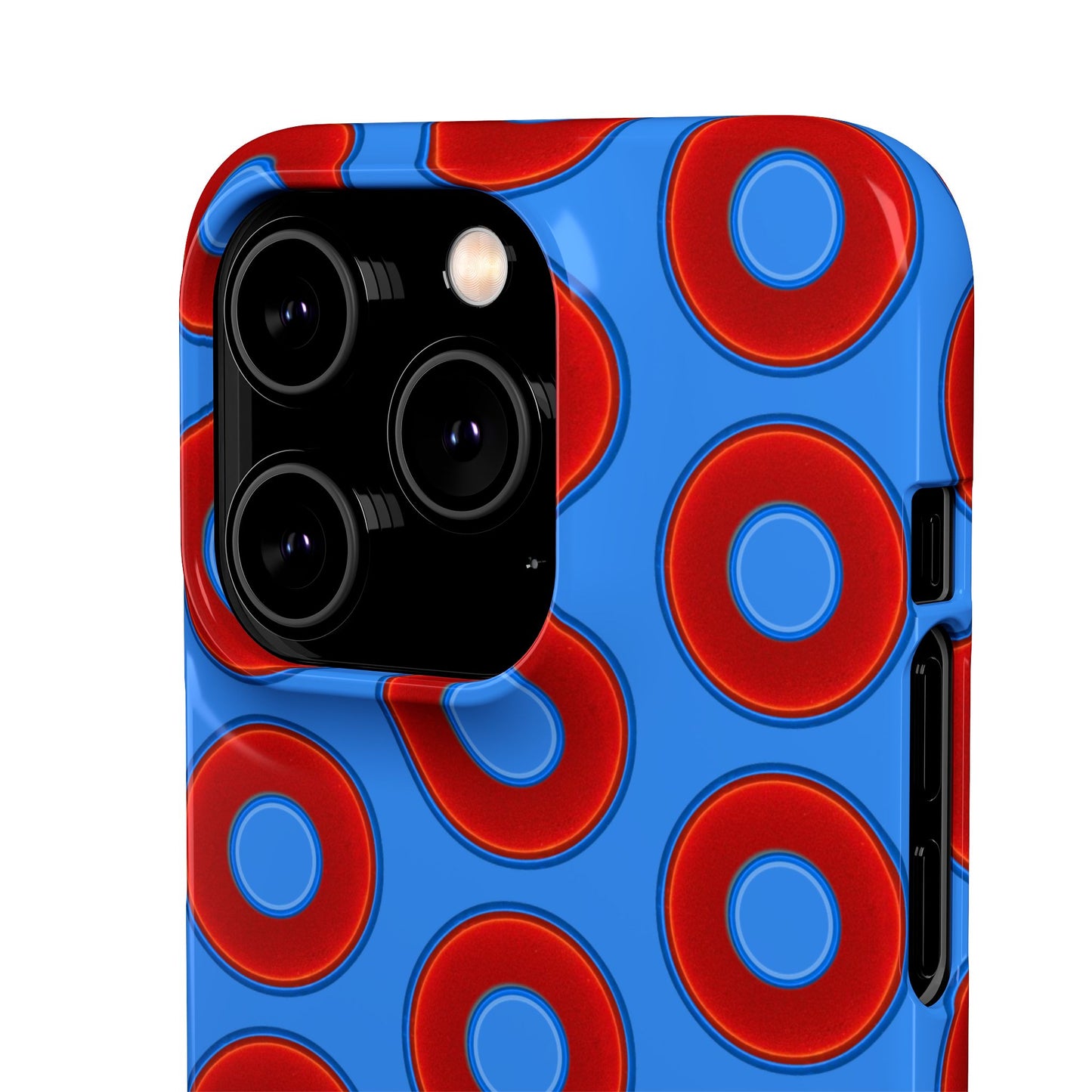 Lumpy Donut Snap Case - red vivid donut print w/light royal blue background