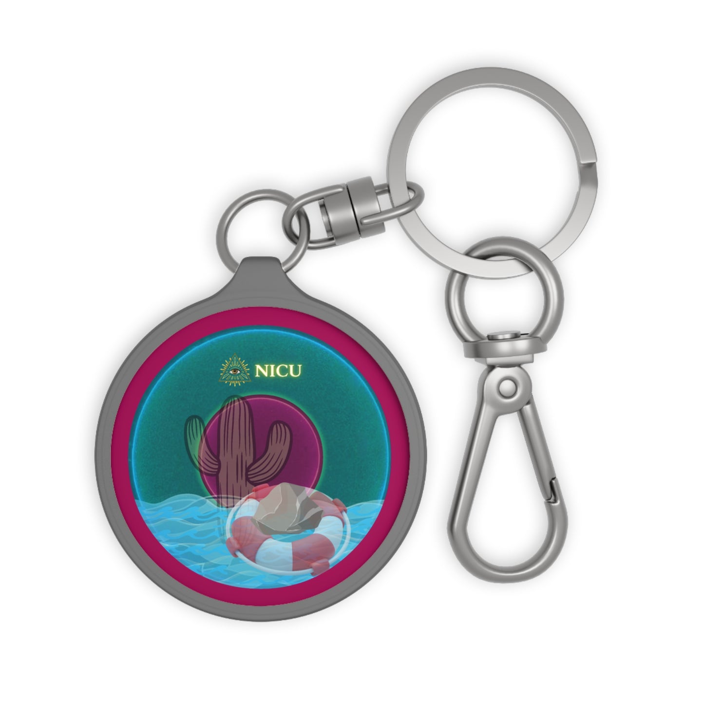 Lumpy Donut Keychain - "The Donut that Conveys " - series 1.0 - teal glowing donut