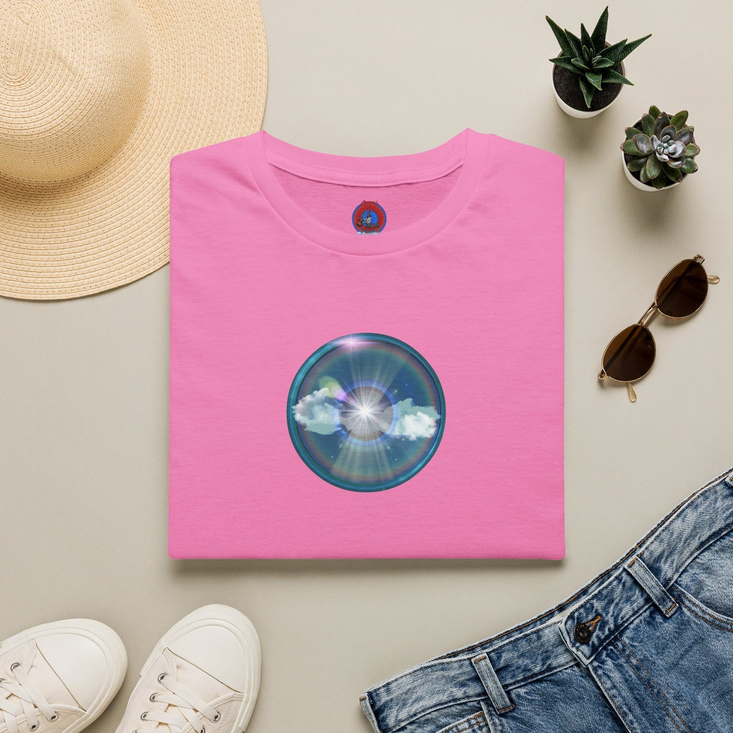 Classic Donut Tee - Unisex Soft-Style - "The Original Divided Donut' - light blue sky donut