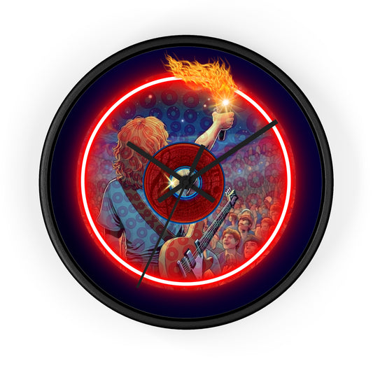 Lumpy Wall Clock - "The Torchbearer's Donut Clock" - red pic donut w/midnight blue background