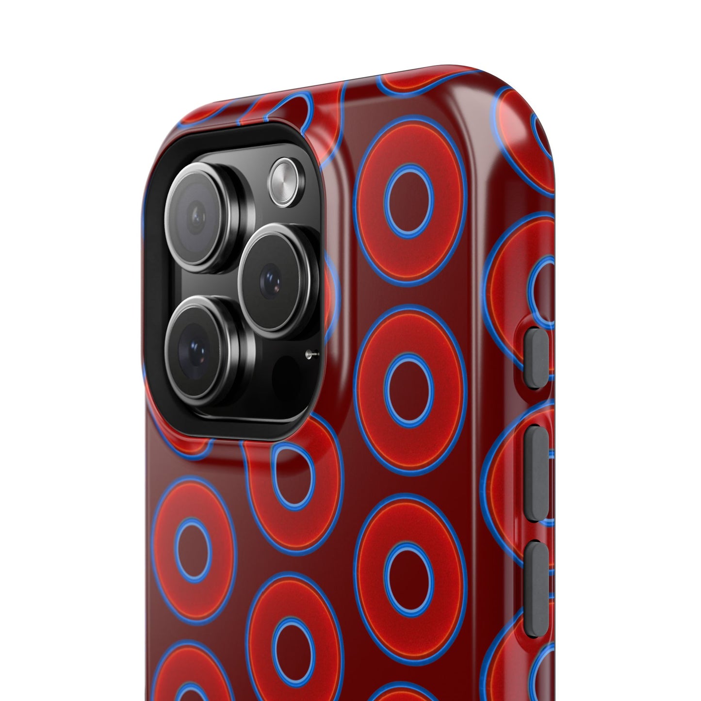 Impact-Resistant Lumpy Donut Case - red vivid donut print w/dark red background