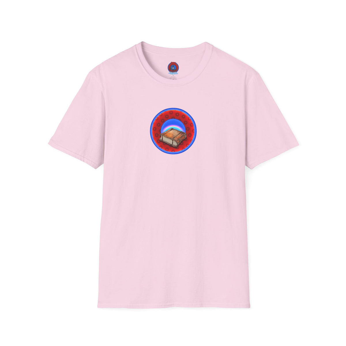 Classic Donut Tee - Unisex Soft-Style - "Read the F'ing Donut Book" - paradoxical widemouthed red/blue donut - variant 2