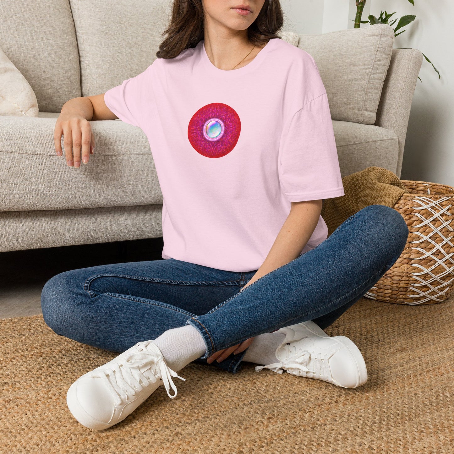 Classic Donut Tee - Unisex Soft-Style - "The Crystal Ballers Donut' - magenta pixilated donut