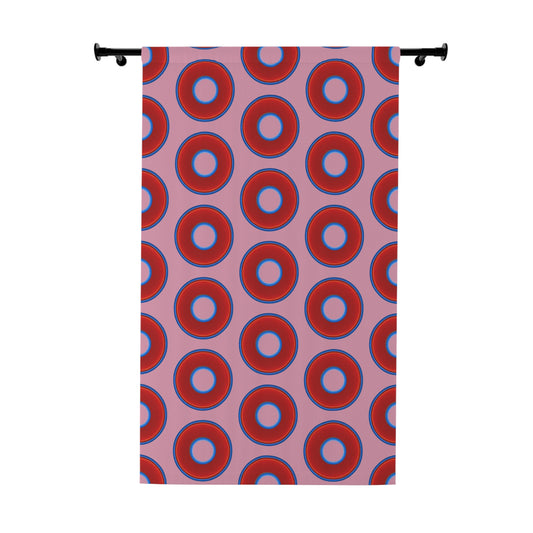 Lump's Heady Curtain w/Donuts - vivid red donut print - w/pale magenta background - [*1 Piece / 50" x 84"]