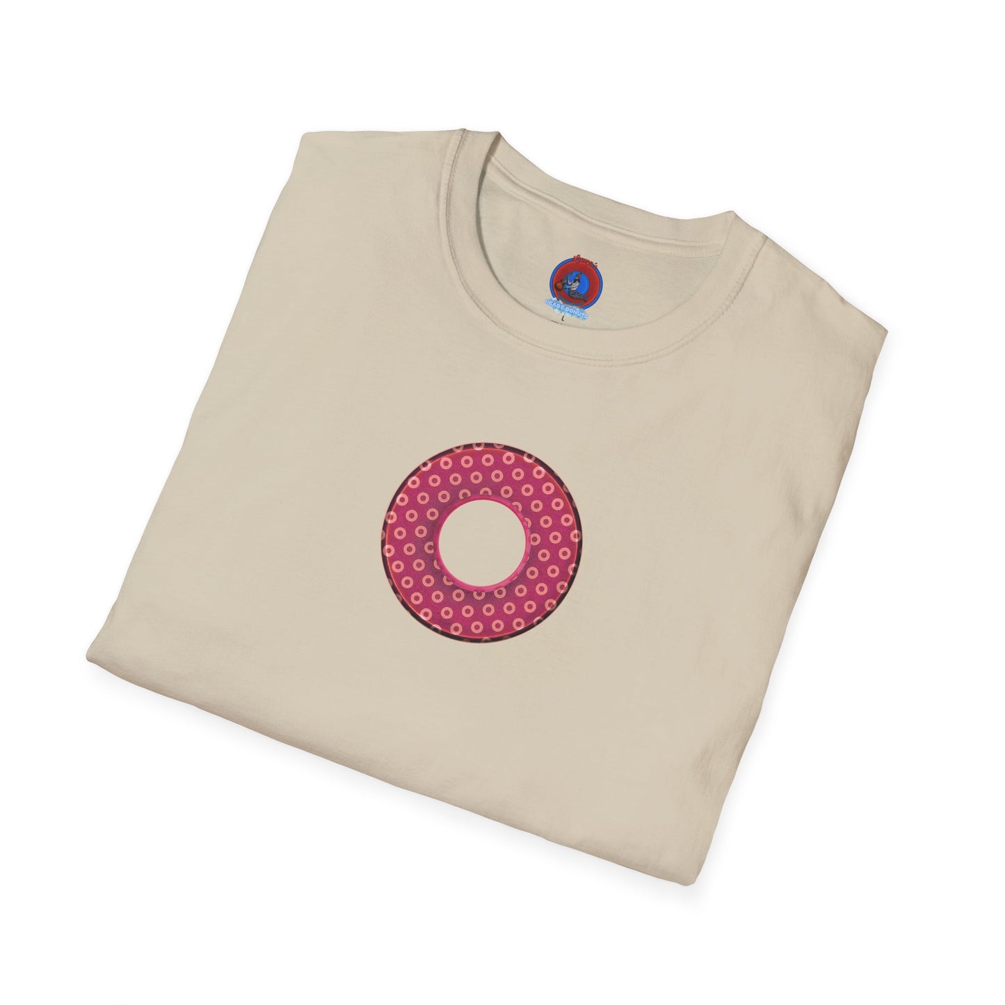 Plain Donuts/Unisex Soft-Style - "Plain Electric Paradoxical Donuts" - dark magenta/coral donuts