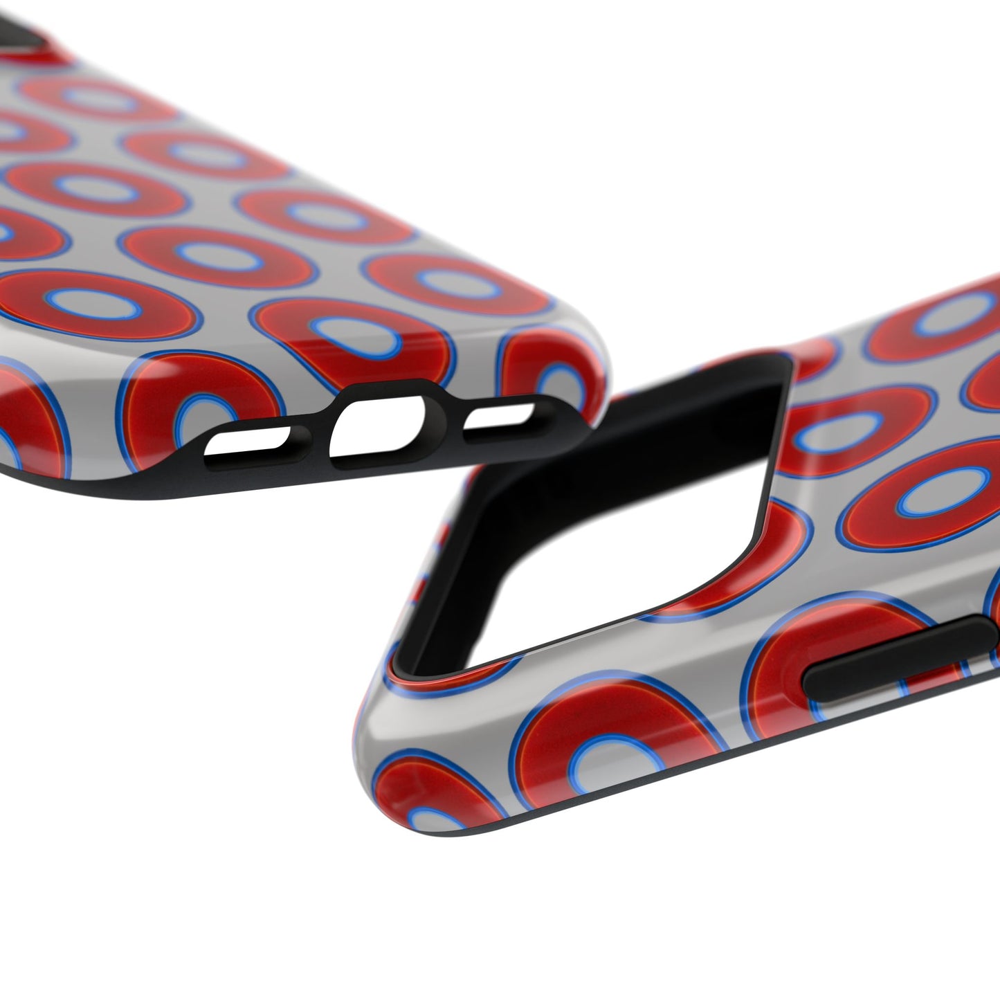 Impact-Resistant Lumpy Donut Case - red vivid donut print w/light gray background