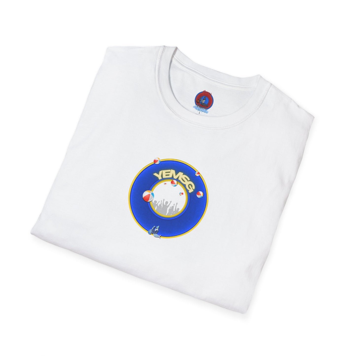 Donut Tee - Unisex Soft-Style - "The Donut's Secret Ingredient? MSG" - vivid blue/yellow donut - variant 2