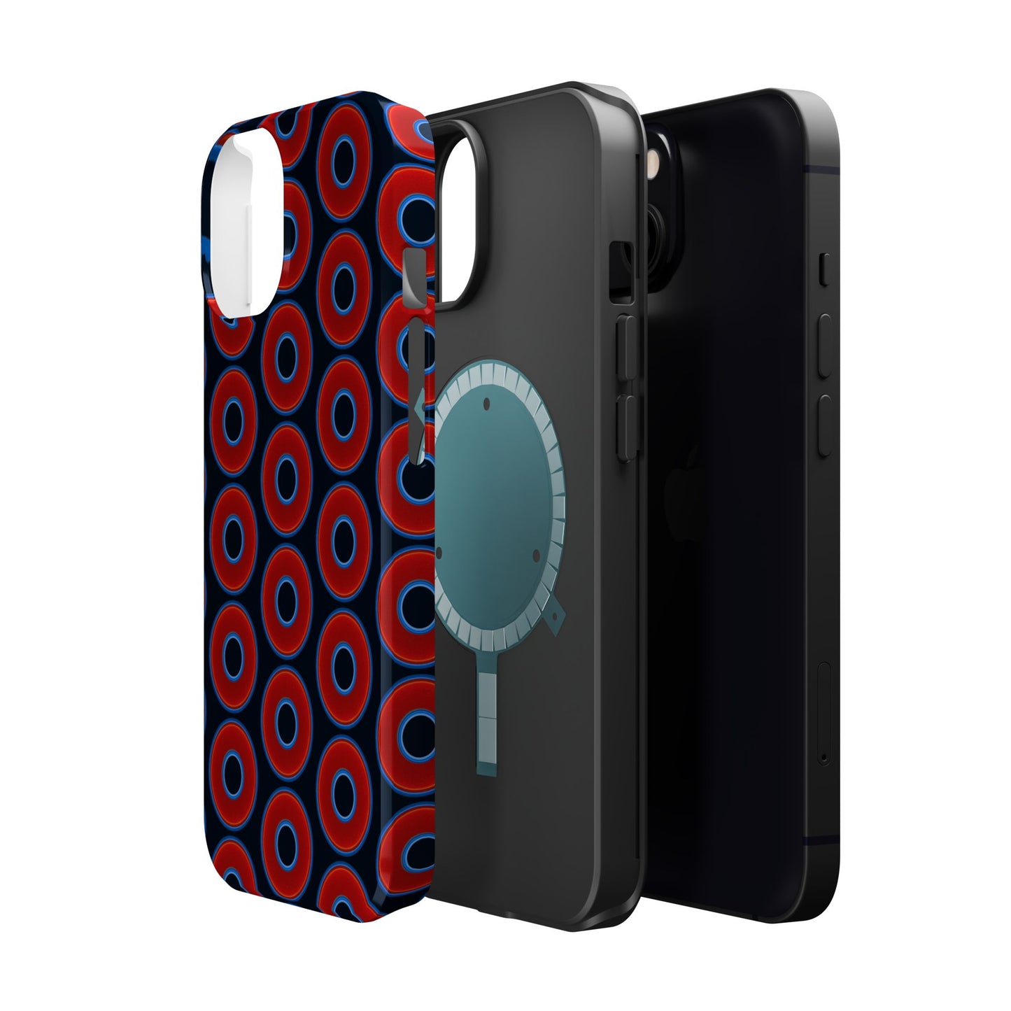 Magnetic Tough Donut Case - red vivid donut print w/blue charcoal background