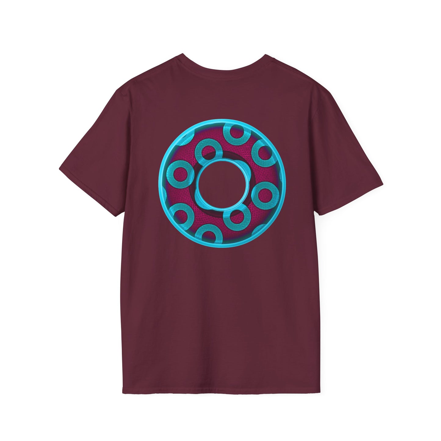Plain Donuts/Unisex Soft-Style - "Plain Rustic Paradoxical Donuts" - aquamarine/burgundy donuts