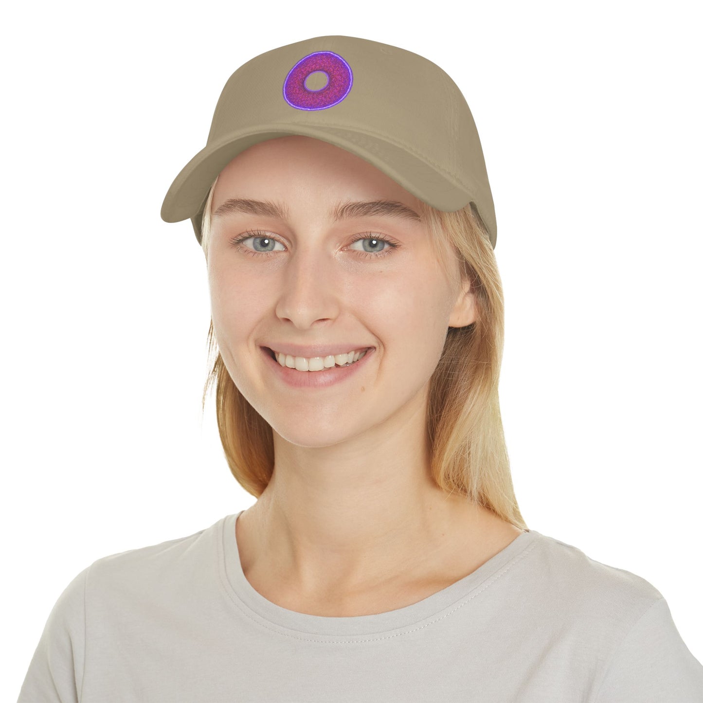 Lumpy Donut Baseball Cap - "Frankenstein Donut... it's Alive!" - purple pixilated donut w/