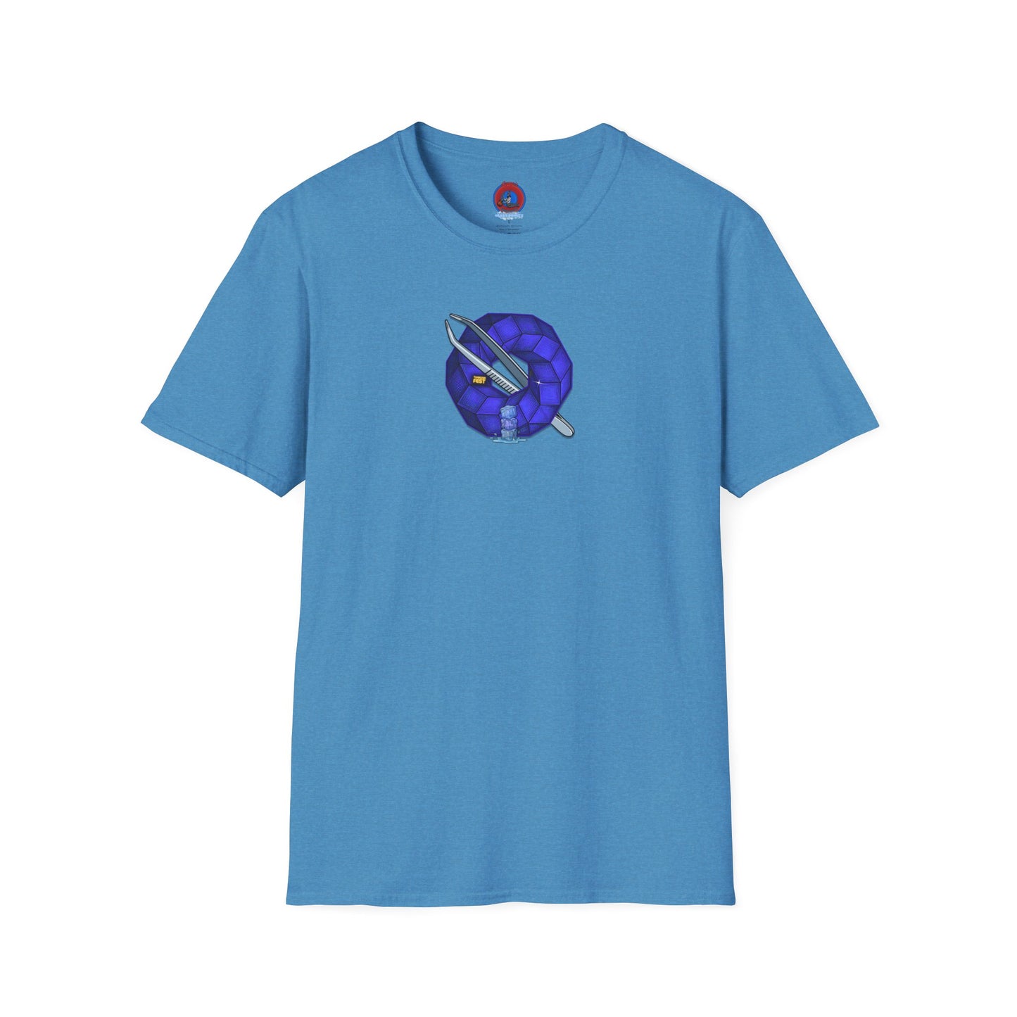 Classic Donut Tee - Unisex Soft-Style - "The Teasing Donut" - rustic dark royal blue cubed donut