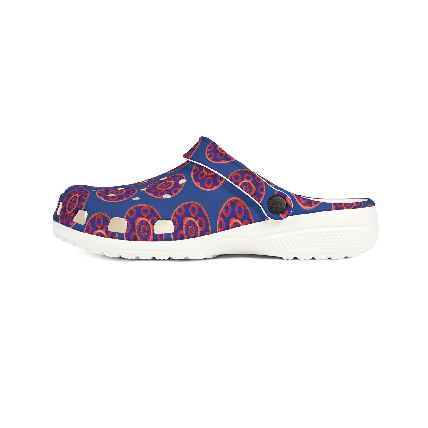 Spatchcocks - donut slip-on shoes - paradoxical kaleidoscope donuts w/dark blue background [unisex]