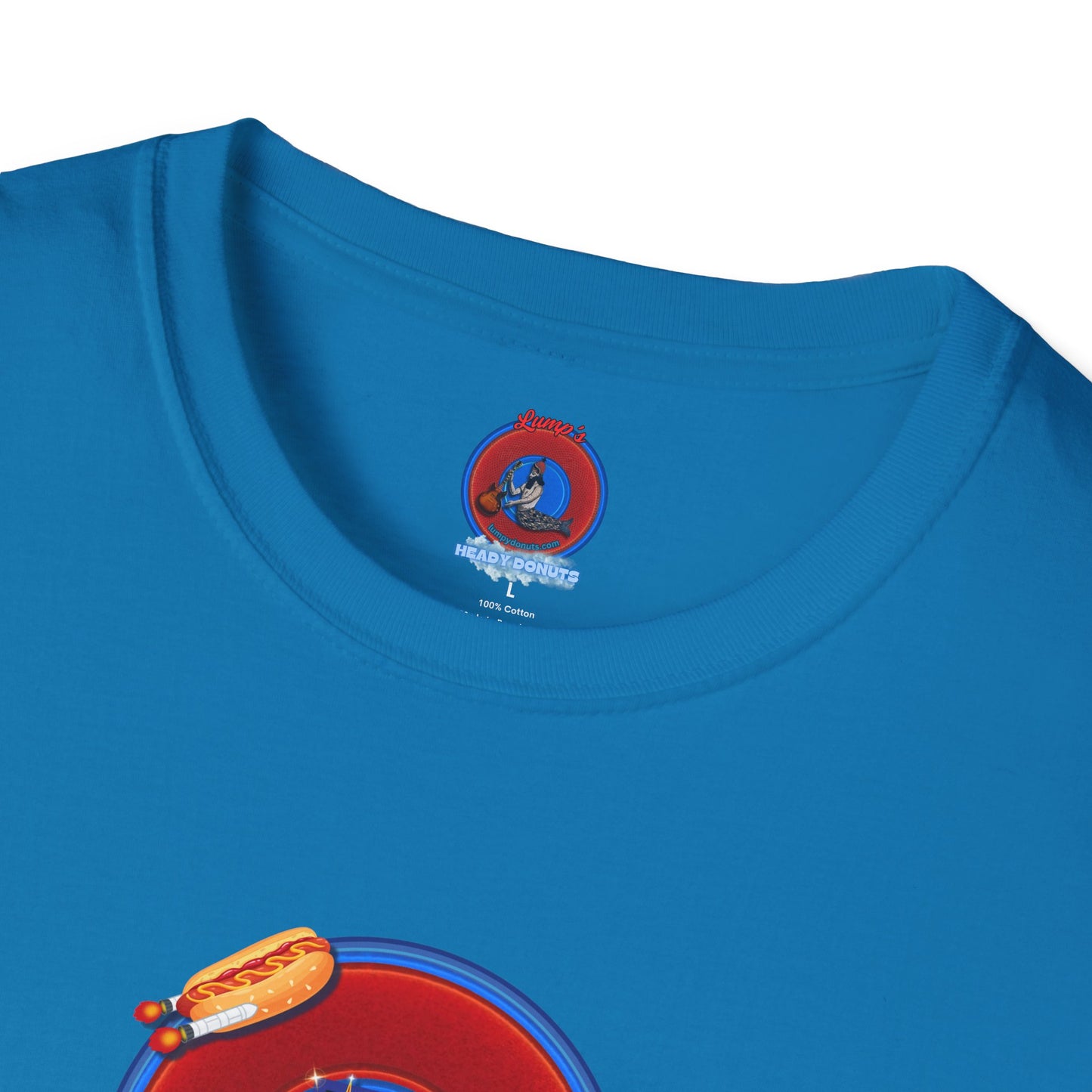 Classic Donut Tee - Unisex Soft-Style - "Viva Las Vegas Donut" -  vivid red donut w/raw dogger - variant 4