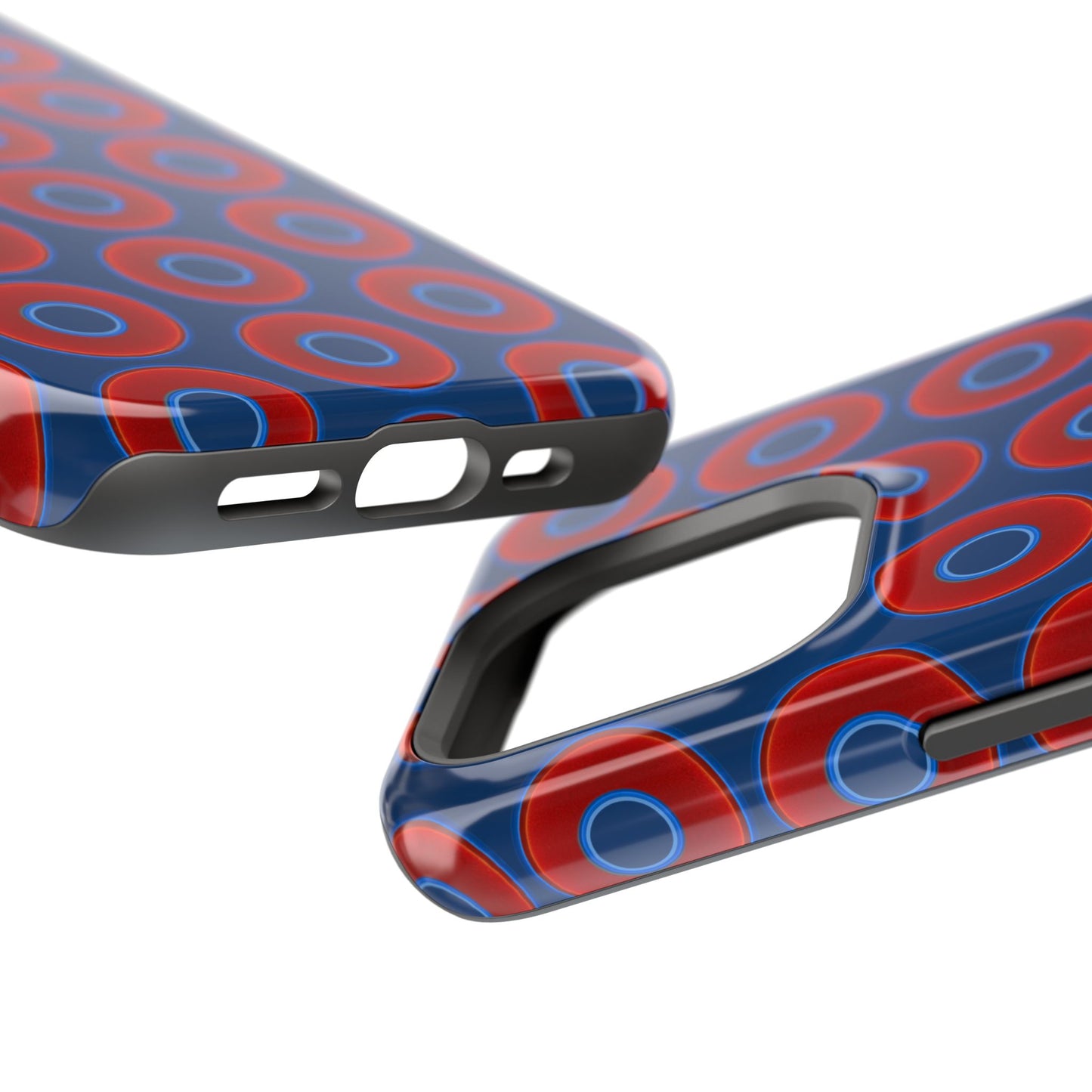 Magnetic Tough Donut Case - red vivid donut print w/Atlantic navy blue background