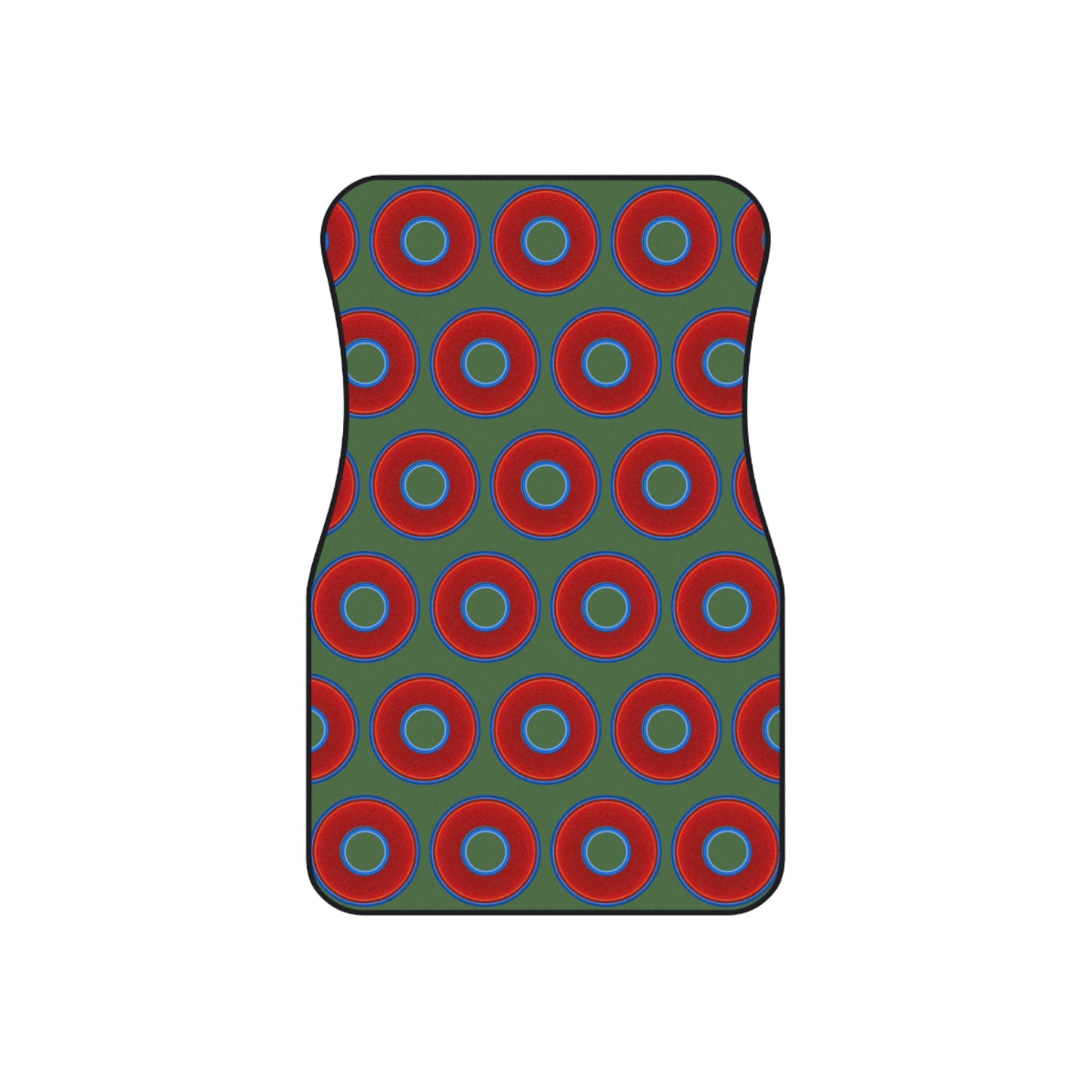 Contacted Car Mats - vivid donut print w/dark green background