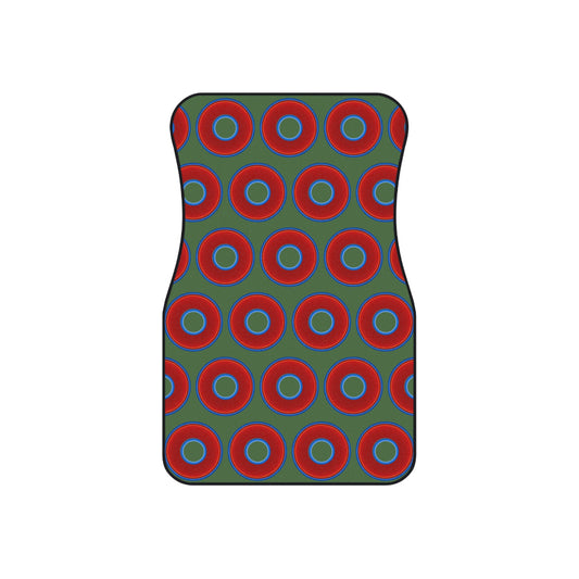 Contacted Car Mats - vivid donut print w/dark green background