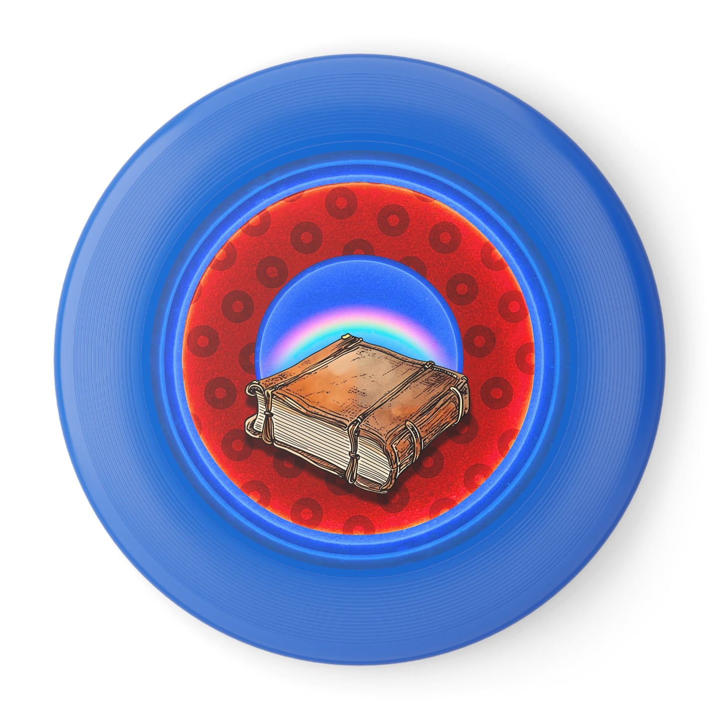Lumpy Wham-O Donut Frisbee - "Helping Phriendly Phrisbee" - red/royal wide mouthed donut