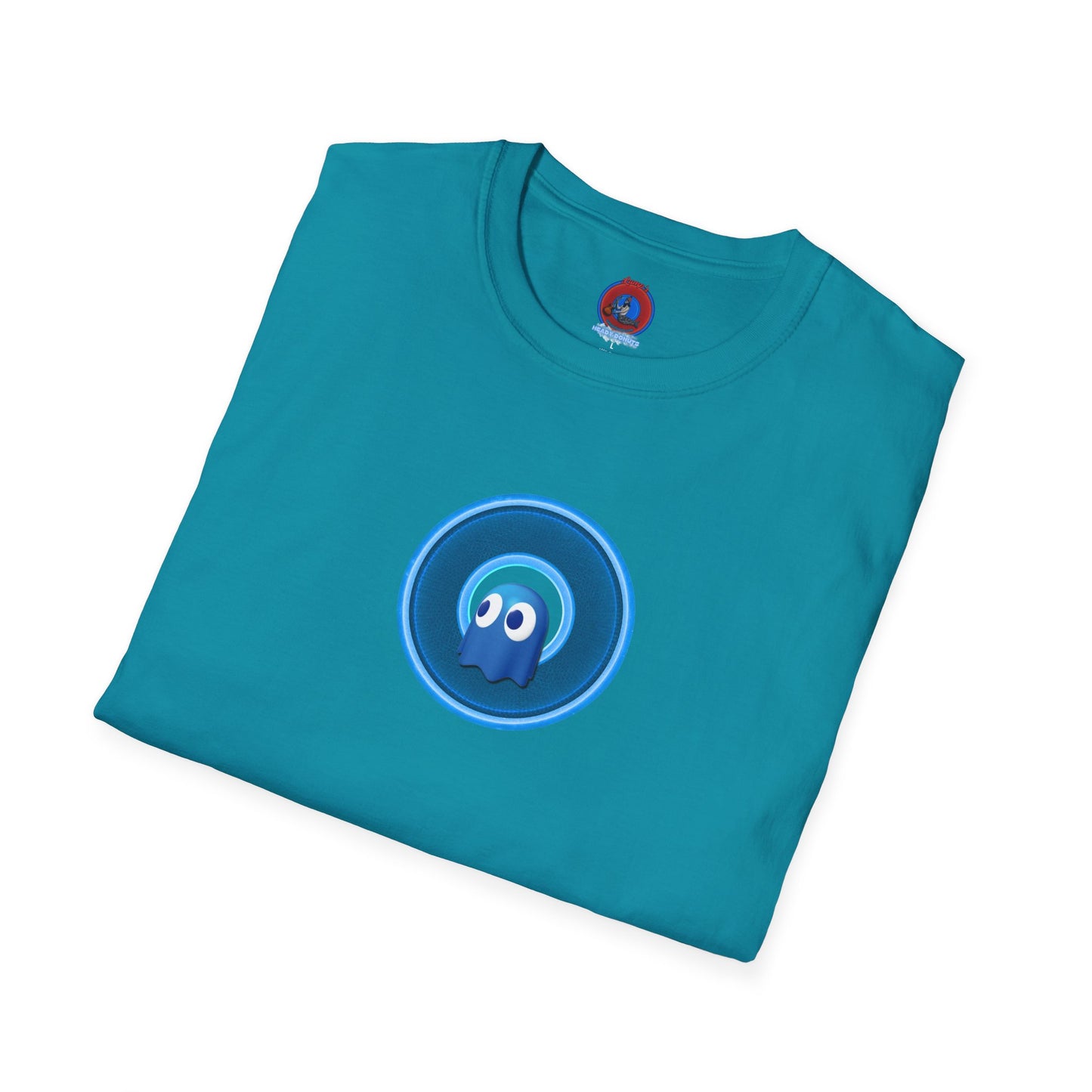 Classic Donut Tee - Unisex Soft-Style - "The Story of the Donut - a Ghostly Good Time" - variant 2 - blue/light blue rustic donut