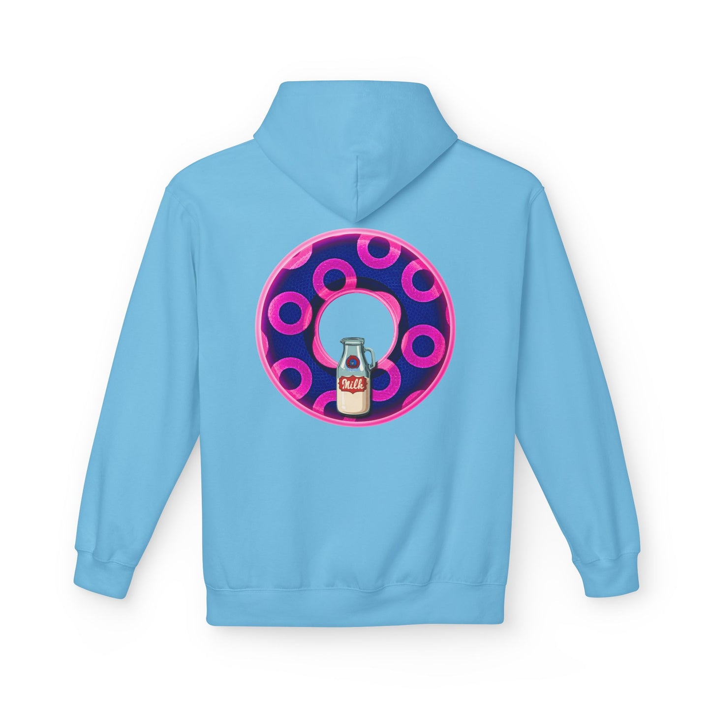 Fleece Harry Hoodies [Midweight Soft-style] - "Wooked Cream Dairy - YEMSG Donut" - blue/magenta rustic paradox donut - variant 5