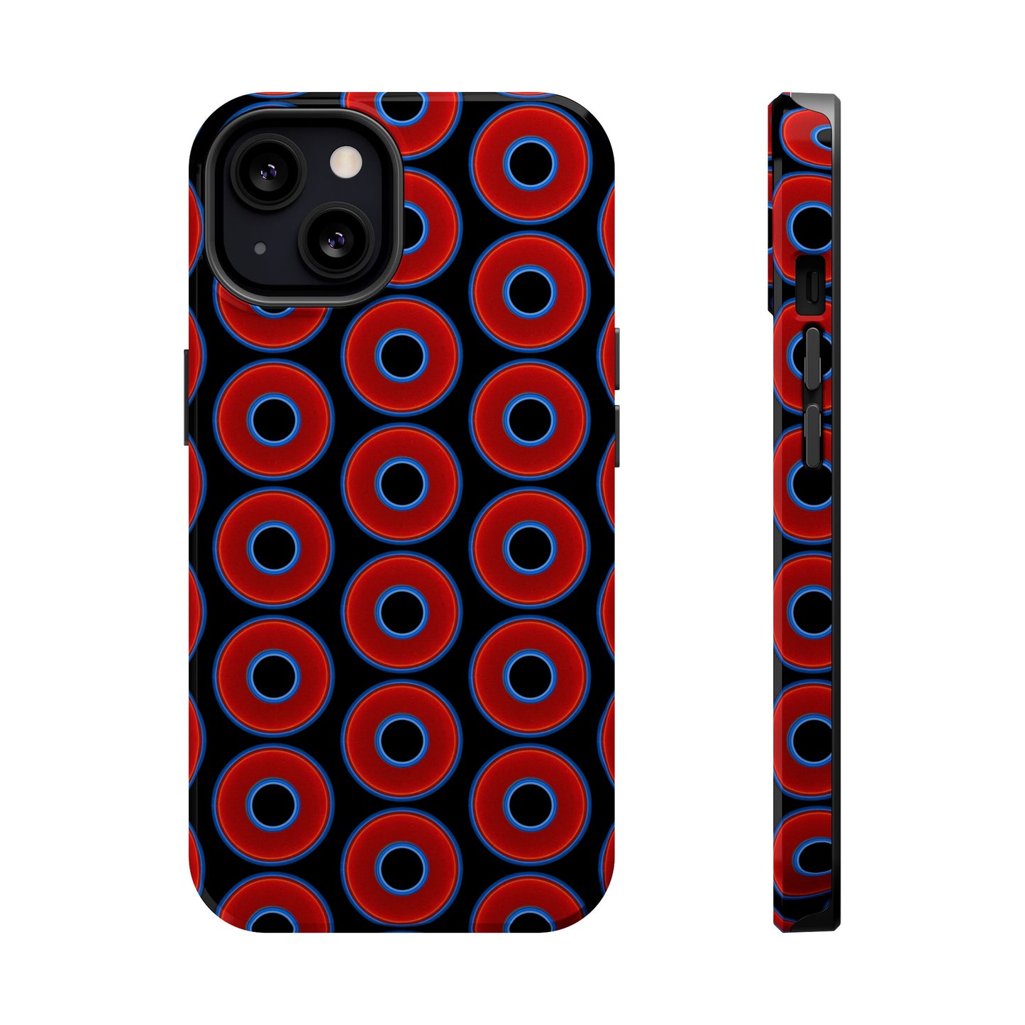 Magnetic Tough Donut Case - red vivid donut print w/black background